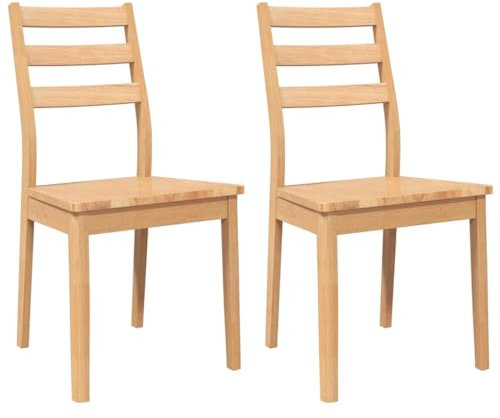 vidaXL Esszimmerstühle 2 STK. Natur Massivholz Gummibaum, Küchenstuhl, Stuhl, Beistellstuhl, Essstuhl, Wohnzimmerstuhl, Restaurant Stuhl, Akzentstuhl