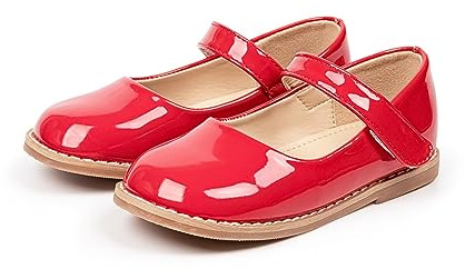 FGUUTYM Mary Jane Scarpe basse per bambini, ballerine, principesse, scarpe da matrimonio, scarpe da sera per bambini, adatte per matrimoni, feste di compleanno, campus, Colore: rosso, 22 EU