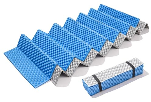 Bleu Tapis de Camping Pliant en Coussin, Matelas Mousse de Trekking Matelas Pliable à Cellules Fermées, Coussinets Souples Camping Mousse Ultra Couchage pour Tente de Plage