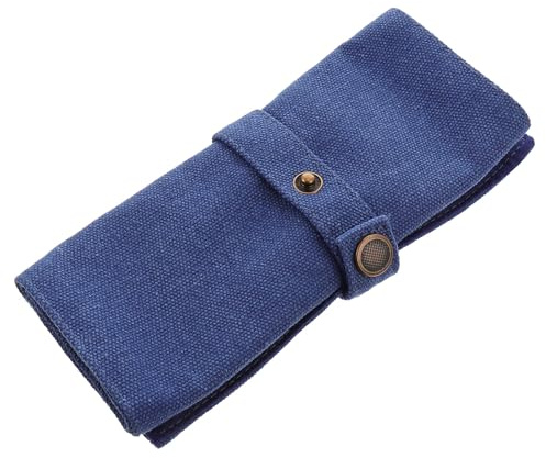 Organizador de Relojes en Rollo de Lona Azul para Cinco Relojes | Diseño Liso y Compacto, Lavable, se Enrolla Orden para Transporte y Guardado