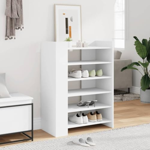 mzdioop Shoe Cabinet White Wood Material 74.5 x 37.5 x 100 cm with Storage Space, Space-Saving and Closed for Hallway, Hallway and Entrance Area, Narrow Shoe Tipper Organiser for Trainers and Boots