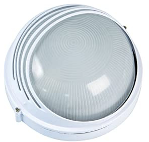 Amig - Plafón de Exterior Estanco - Mod.2 - Ø 240 x 125 mm - Aplique de Pared Decorativo - Adecuado para Entradas, Fachadas, Jardines o Balcones de Casas - Lámpara Redonda de Aluminio Blanco