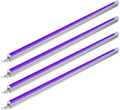Barrina UV LED Blacklight Bar, 22W 4ft, T5 Integrated Bulb, Black Light Fixture for Blacklight Poster, Halloween Decorations and Christmas Party, Fun Atmosphere with Built-in on, Off Switch (4-Pack)