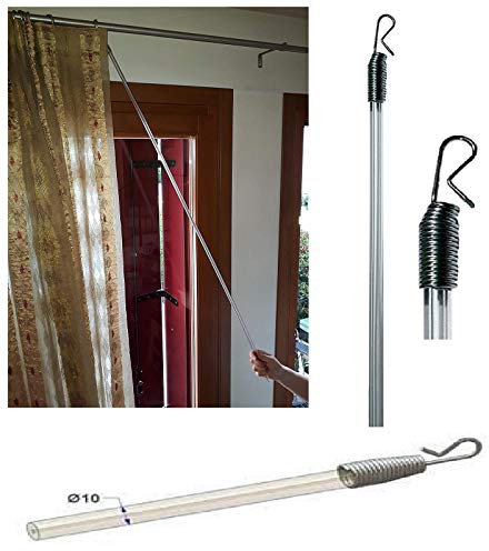 SHOWROOM VICIDOMINI Asta, Frusta Guida Tenda Trasparente in PVC terminale in Acciaio da 125 cm