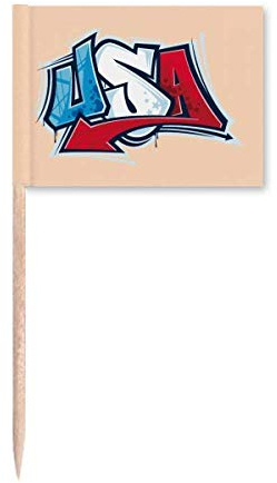 USA American Style Words Graffiti Toothpick Flags Marker Topper Party Decoration