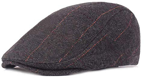 Coppola Cappello Piatto Baschi e Berretti, Cappuccio Vintage Hat, Tradizionale Flat Cap Uomo, Baschi Scozzesi per Primavera/Estate/Autunno/Inverno (56-60 cm, Nero)