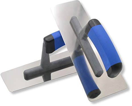 2er Set DEWEPRO® Venezianische Glanzputz Glättekelle - Stucco Kelle - Venezianer Glättkelle - 240x95/75mm trapezförmig - Edelstahlblatt mit abgerundten, geschliffenen und polierten Kanten