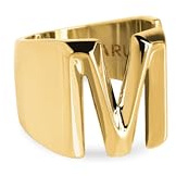 SINGULARU - Anillo Personalizado Letter Signet. Macizo Ajustable. Latón con Acabado Baño de Oro de 18 Kt. Talla Unica. Joyas para Mujer. Letra M