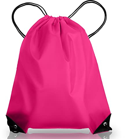 AKHTART Drawstring Bags, Unisex Swimming Bag, Large PE Bag, Sports Backpack, Waterproof Gym Sack - Suitable for School/Beach/Holidays/Travel/Swimming and Various Activities (Rose Red)