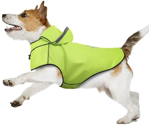 Hunde Regenmantel Kleine Hunde, Einstellbare Regenjacke Hund DQGHQME Hunderegenmantel 100% Wasserdicht, Regenjacken für Hunde Mit Kapuze, Reflektierende Regencape Hund, Ultraleicht Hunderegenjacke -S