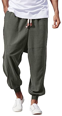 rtdgcv Black Elastic Pants Casual Men Leggings Japanese Retro Loose Solid Color Pants Sports Pants, gray, XXL