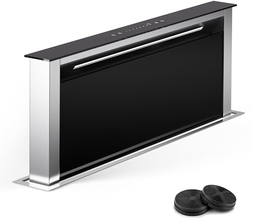 Cappa aspirante Klarstein 75 cm, cappa aspirante da cucina a scomparsa, cappa aspirante da cucina a ricircolo 2 in 1, portata d'aria 576 m³/h, cappa aspirante con luce LED e pannello touch, nero