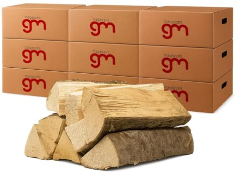 MagazziniGM, Legna Da Ardere essiccata sotto il 15% di umidità, pezzi da 25 Cm per Stufe Camini Barbecue Fuoco Riscaldamento (Legno di faggio, 135 Kg (9 pacchi))