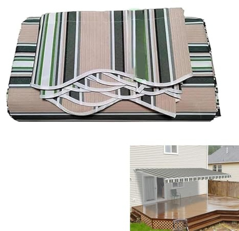 CekoCk Manual Retractable Patio Awning Fabric Replacement Window Awning Cover Waterproof Shade Sunshade Shelter Canopy Sun Shade Canvas for Yard Deck,without Frame(Size:5x2.5m,Color:Stripe)