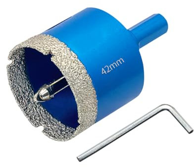 Teronbeta Broca Diamante 42mm con Guía de Centrado, Profesional Sierra Perforadoras de Diamante para Azulejos, Porcelana, Vidrio, Mármol y Cerámica