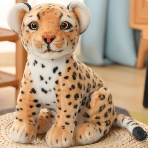 OUKEYI Cheetah Plush Toy,9inches/23cm Cute & Lifelike Leopard Doll Stuffed Animal Plush Toy Pillow,Gifts for Boys and Girls (Brown)