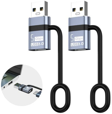 Liaoan Lot de 2 adaptateurs USB vers USB C3.0 Type C Femelle vers USB A mâle 5 Gbps pour Phone 16 15 14 Pro Max, Pad 10 11, SAMS-ung S24 23 22...