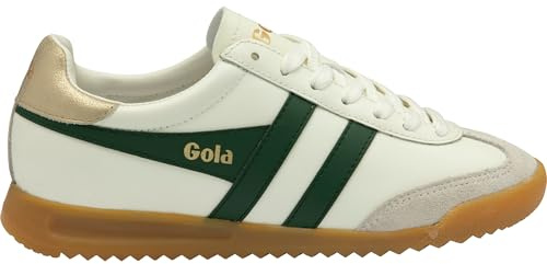 Gola Unisex Torpedo Leather Sneaker, Off White/Evergreen/Gold, 40 EU