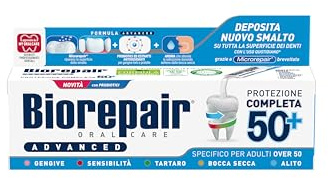 Biorepair, Dentifricio Advanced Protezione Completa 50+, Per Adulti Over 50, Con MicroRepair, Probiotici e Estratti Antiossidanti, Senza Fluoro, 75ml