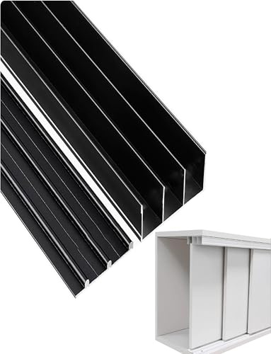 Kit de riel para puerta corredera, sistema de 3 pistas para un funcionamiento suave en armarios, armarios y separadores de habitaciones, diseño sin ranura para una fácil instalación