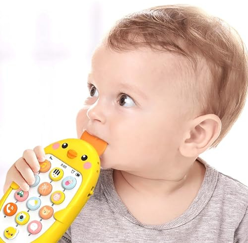 Chrees Materiale sicuro, giocattolo musicale per bambini con massaggiagengive e protezione dell'udito, compatto, bilingue per l'educazione precoce