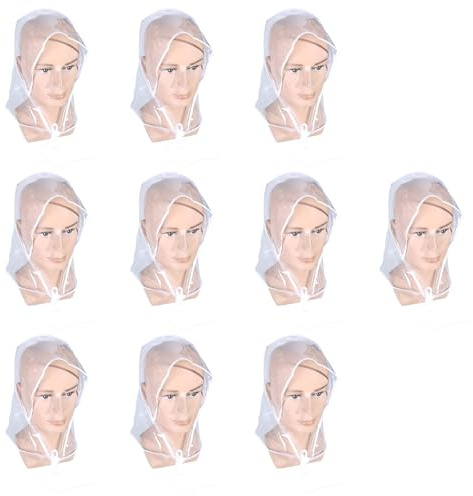 TSMORY Gorro de lluvia de PVC con viseras completas para uso en exteriores, transparente, 10 blanco., XS-XL