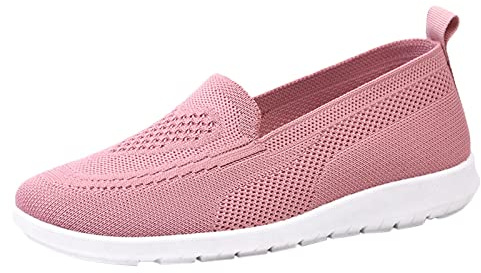 Scarpe eleganti da donna piatte scarpe da corsa tinta unita slip on scarpe sportive a mani libere, leggere, comode, da tennis, scarpe da jogging, senza lacci, taglia 37-40, Colore: rosa., 39 EU