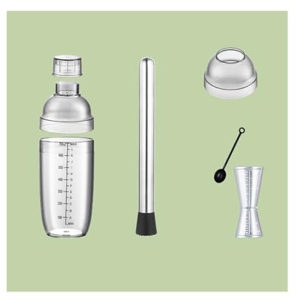 Cocktailshaker 5-delat set med förtjockade blandningsglas, handskakare for mjölkte och cocktail(M)