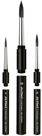 da Vinci, CASANEO, Taschenpinselset, Aquarellpinsel, Synthetikfasern, Künstlerpinsel, Aquarellmalerei, flüssige Acrylfarben, Made in Germany, Set, Größe 0