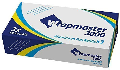 We Can Source It Ltd - Wrapmaster 3000 Aluminium Foil Refill Rolls - 30cm x 90m Wide Dispenser Film - Food-Safe, Heat-Resistant Foil Wrap for Cooking, Baking, Roasting & Catering - Pack of 3
