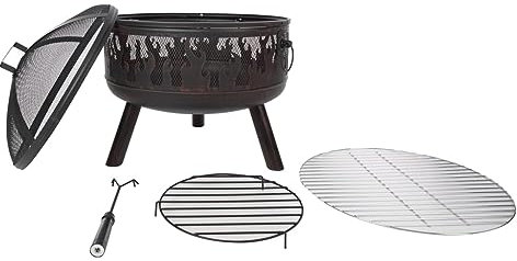 RedFire Foyer Bol à Feu Braséro de Jardin Poêle de Terrasse Chauffage Flamme Chaleur Cheminée d'Extérieur Poêle de Patio Bronze Acier