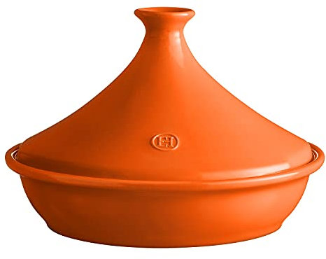 Emile Henry - Tajine in Ceramica, per Forno e fornello Cm. 27 x 27 x 20 Arancio Pumpkin