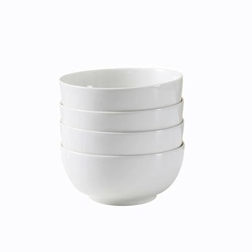 Vencier Set of 4 Porcelain 600ml Bowls | Cereal, Pasta, Noodles, Ice Cream | White Serving Bowls | Microwave Safe & Dishwasher Safe