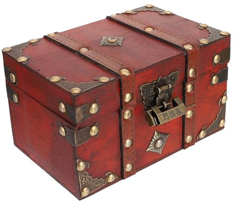 Homoyoyo Treasure Chest Vintage Wooden 18 * 11.8cm Storage Box Handmade Decorative Chest with Lock for Gifts Keepsakes Home Decor