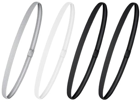 Ryaupy Set da 4 Cerchietti Sportivi per Capelli Bambino e Donna - Fascette Sottili Antiscivolo per Jogging, Running, Calcio, Yoga e Allenamento Sportivo