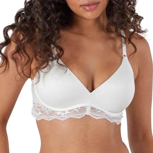 Maidenform Varillas Elevador, elevación Natural y Moldeador, Brasier Convertible con Encaje Sujetador, Opaco, Blanco, 105D para Mujer