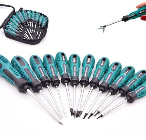 Juego de 12 Destornilladores Magnéticos de Alto Rendimiento - 4 en Y, 4 Triangulares, 4 en Forma de U - Herramienta de Reparación