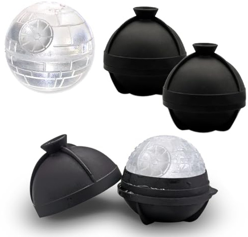 Spespo 2 Pack Silicone Mold Ice Cube Tray Ball Tray Whiskey Baking Chocolate Soap for Star Wars Lovers or Party Theme (Black)
