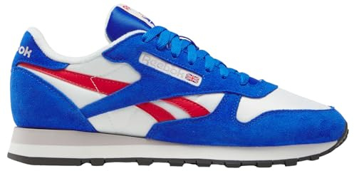 Reebok Baskets Classiques Unisexes en Cuir, Chalk Optimum Blue Vector Red, 36.5 EU
