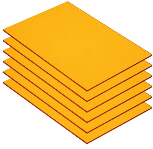 QUARKZMAN 6 Pz Lastre di Pmma in Acrilico Trasparente Colorato 7 x 5Pollici Lastre di Acrilico Giallo per Progetti Fai da Te, Arte, Creazioni, Taglio e Incisione Laser