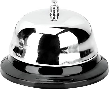 Ahad Trader Premium Stainless Steel Hand Held Calling Bell for Reception, Service Desks size 6cm hight & 8.5cm width, Durable Classic Service Bell for Hotels, School Front Desks