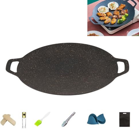 SartéN Para Parrilla Coreana, Parrilla Antiadherente Para Barbacoa Coreana, SartéN Con Revestimiento Antiadherente, Placa De Parrilla De Hierro Fundido Para InduccióN De Cocina De Gas (38cm)