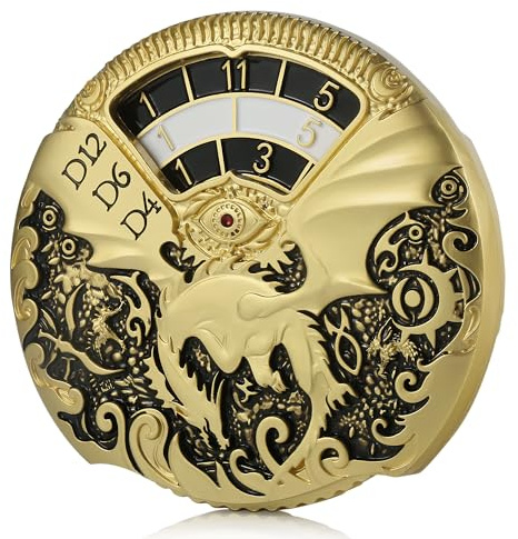 Dragon Roulette Spinner Dice DNDND 7 in 1 Fidget Spinner, Set di dadi in metallo, con lussuosa confezione regalo, per giochi da tavolo e giochi da tavolo (oro con nero)