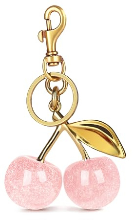 OVRUNS Cherry Bag Charm Cute Cherry Accessories Sparkling Purse Keychian Charms for Women