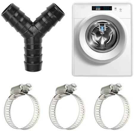 OUDQFCJ Divisor en Y de 2 Vías para Tubos | Accesorio de Conexión para Lavadoras y Lavavajillas | Incluye Tres Abrazaderas de Sujeción | Resistente al Calor y a Productos Químicos