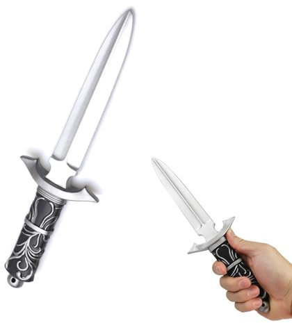 CarPlusStudio Fake Dagger - 12 Inch PU Prop Knife for Martial Arts Training, Toy Dagger for Costume Cosplay, Fake Knife Rubber Foam Practice Blade for Kids, Adults, Halloween & Party Props