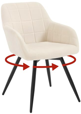 WOLTU Chaise Pivotante Salle à Manger, Chaise Velours, Pieds en Métal, Siège Rembourré, pour Salle à Manger, Bureau, Salon, Chambre, Beige, EZS85be-1