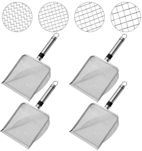 Esforzarse 4 Pezzi Setaccio per Terreno Setaccio, 2/2,8/3,8/5 mm,Setaccio Giardino, Setaccio da Giardino, Colino per Compost con Manico, Colino da Giardino, Setaccio per Compost in Acciaio Inox