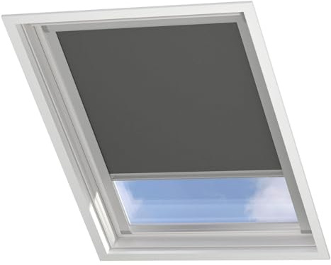 DTCH® Dachfenster verdunkelungsrollo für VELUX M08/308/2 dunkelgrau mit Führungsschiene, dachfenster Rollo, dachfenster verdunkelung, Rollo für dachfenster