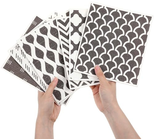 Hpmjz 6 Stück schwammtücher Spüllappen Schwedische Geschirrtücher Waschbar Spültücher Küchentücher Saugstarke Geschirrlappen Putztücher Küchentuch Reinigungshandtücher Thekentücher